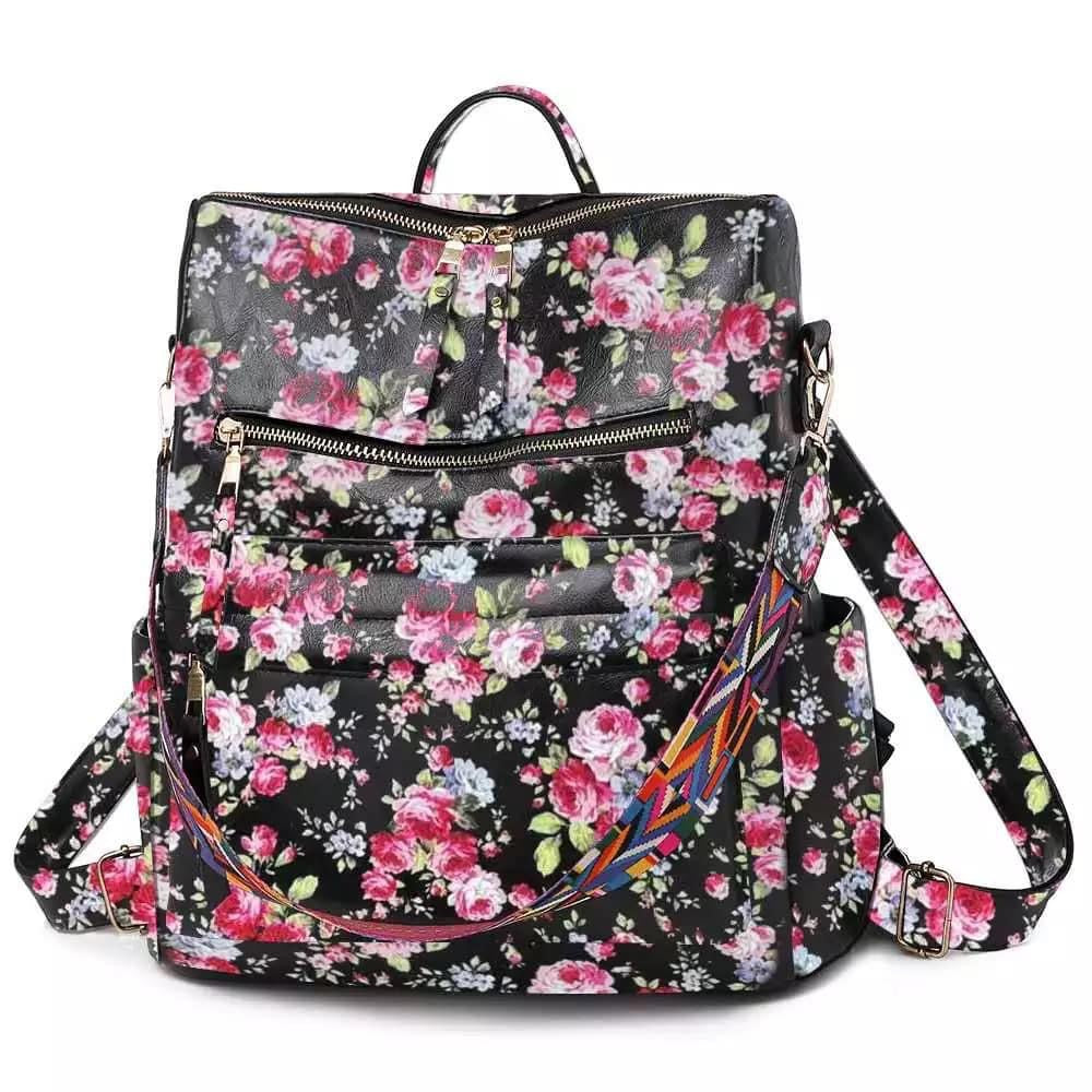 Floral Canvas Backpack Set Girls College Bookbag with Lunch Bag and Pencil  Bag : Amazon.in: Fashion